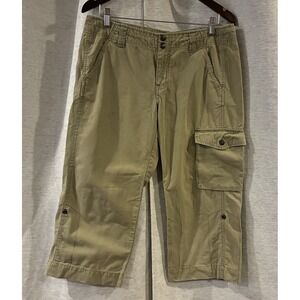 Vintage GAP Y2K Cargo Capri Khaki Shorts Utility Pocket Cropped Pants Size 10